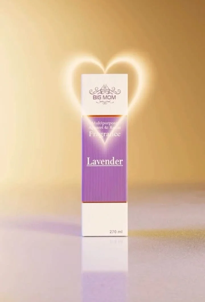 Big Mom lavender fragrance fabric and room perfume for apparel, cars, bedding and indoor spaces