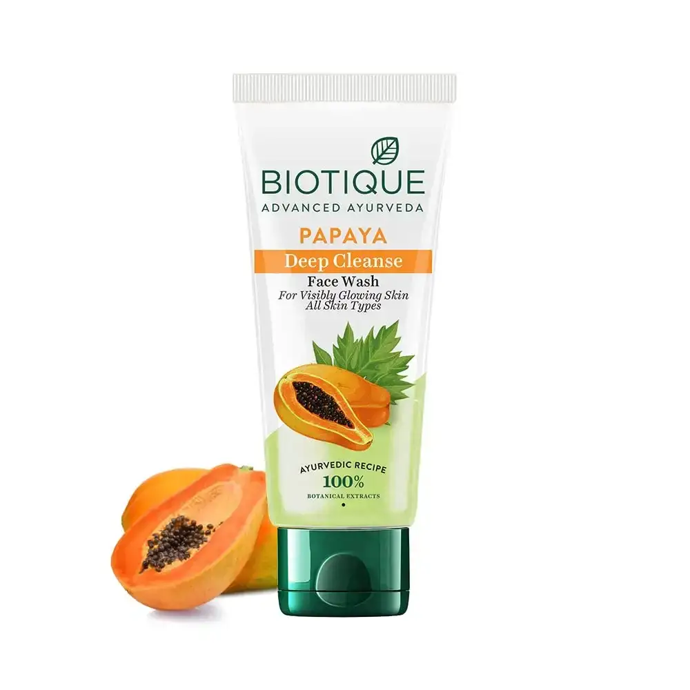 Biotique Papaya Deep Cleanse Face Wash 150ml - gentle exfoliating cleanser for brighter, smoother skin.
