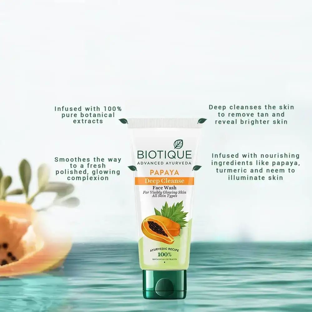 Biotique Papaya Deep Cleanse Face Wash 150ml, Smooth, Bright & Clean Skin image 4