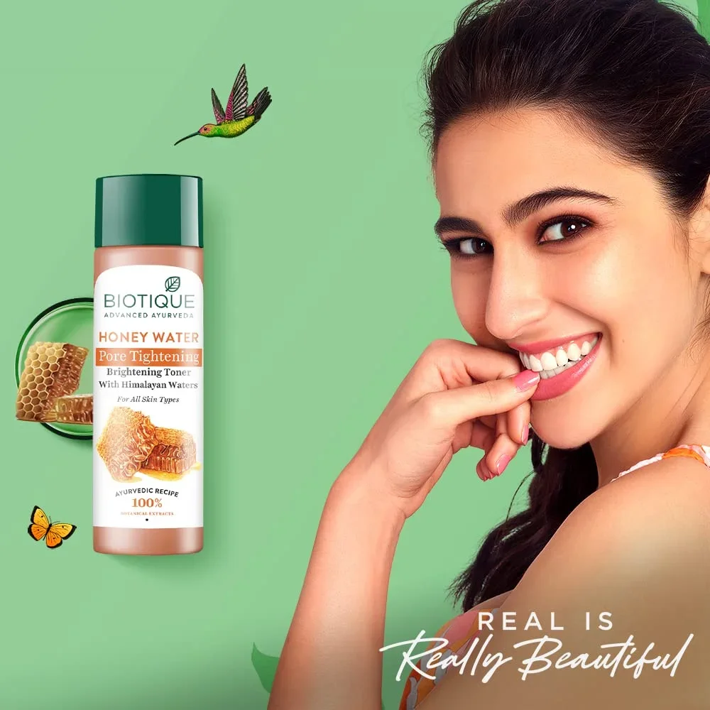 Biotique Honey Water Pore Tightening Brightening Toner with Himalayan Waters, 120ml image 9