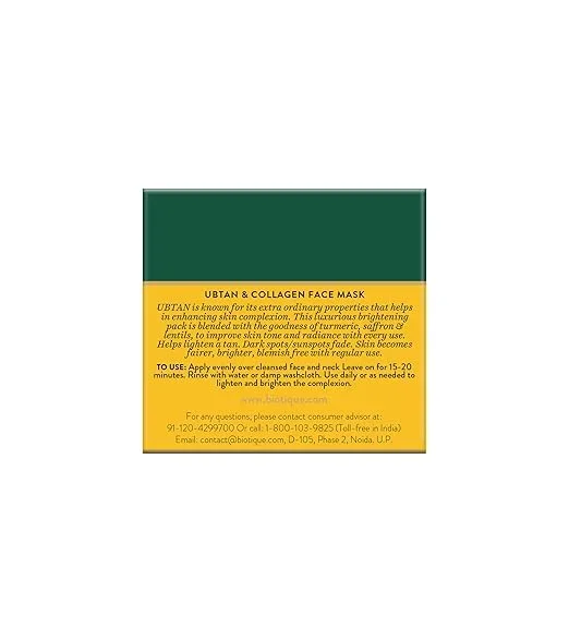Biotique Ubtan & Collagen Skin Brightening Face Pack Mask for Fairer, Brighter & Tan Free Skin, 50gm image 2