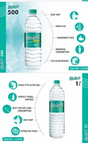  Bisleri Packaged Drinking Water - With Added Minerals, 1 L Bottle image 2
