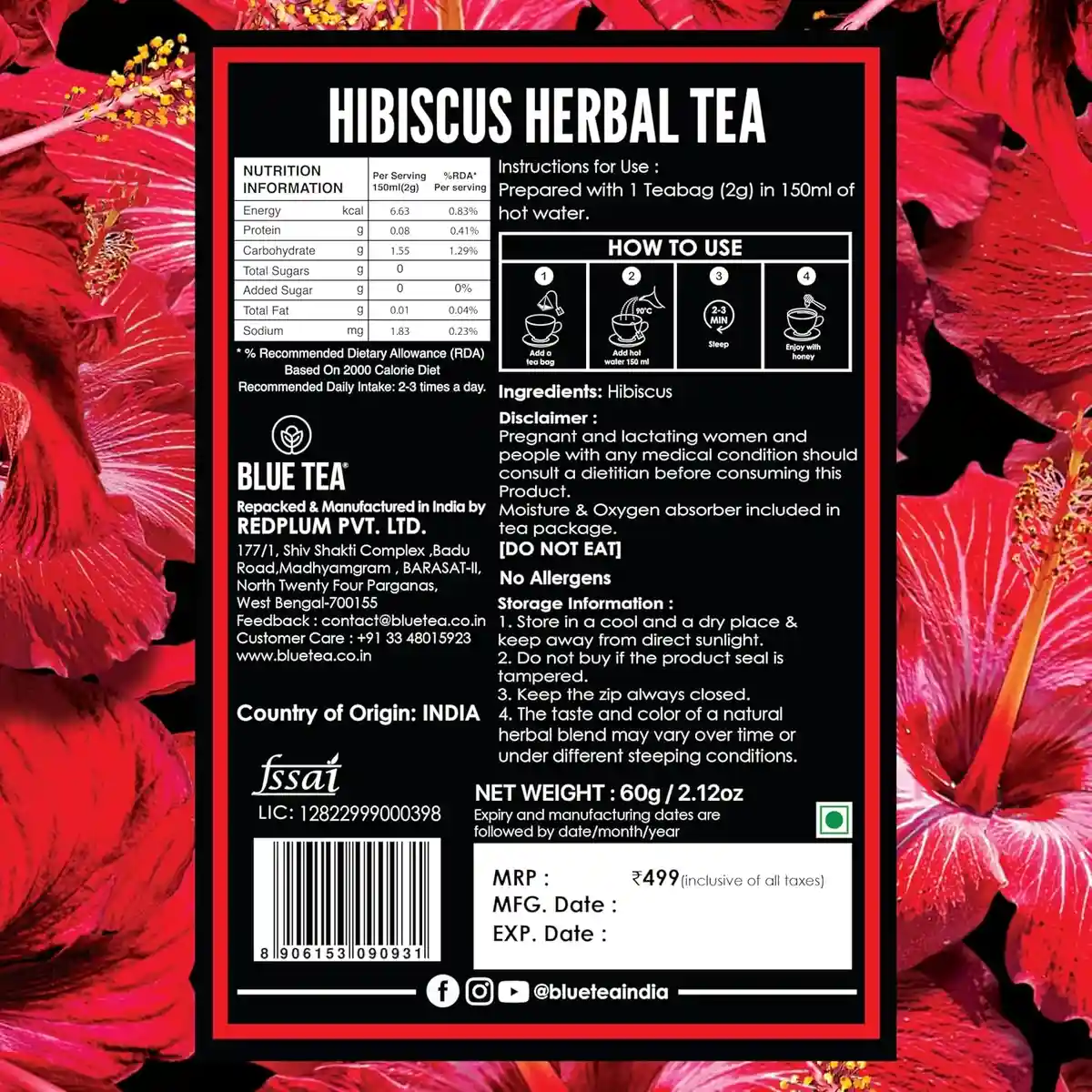 Blue Tea – Hibiscus Tea | Skin Glow Enhancing, Vitamin-C Rich, Plant-Based Herbal Tea image 3