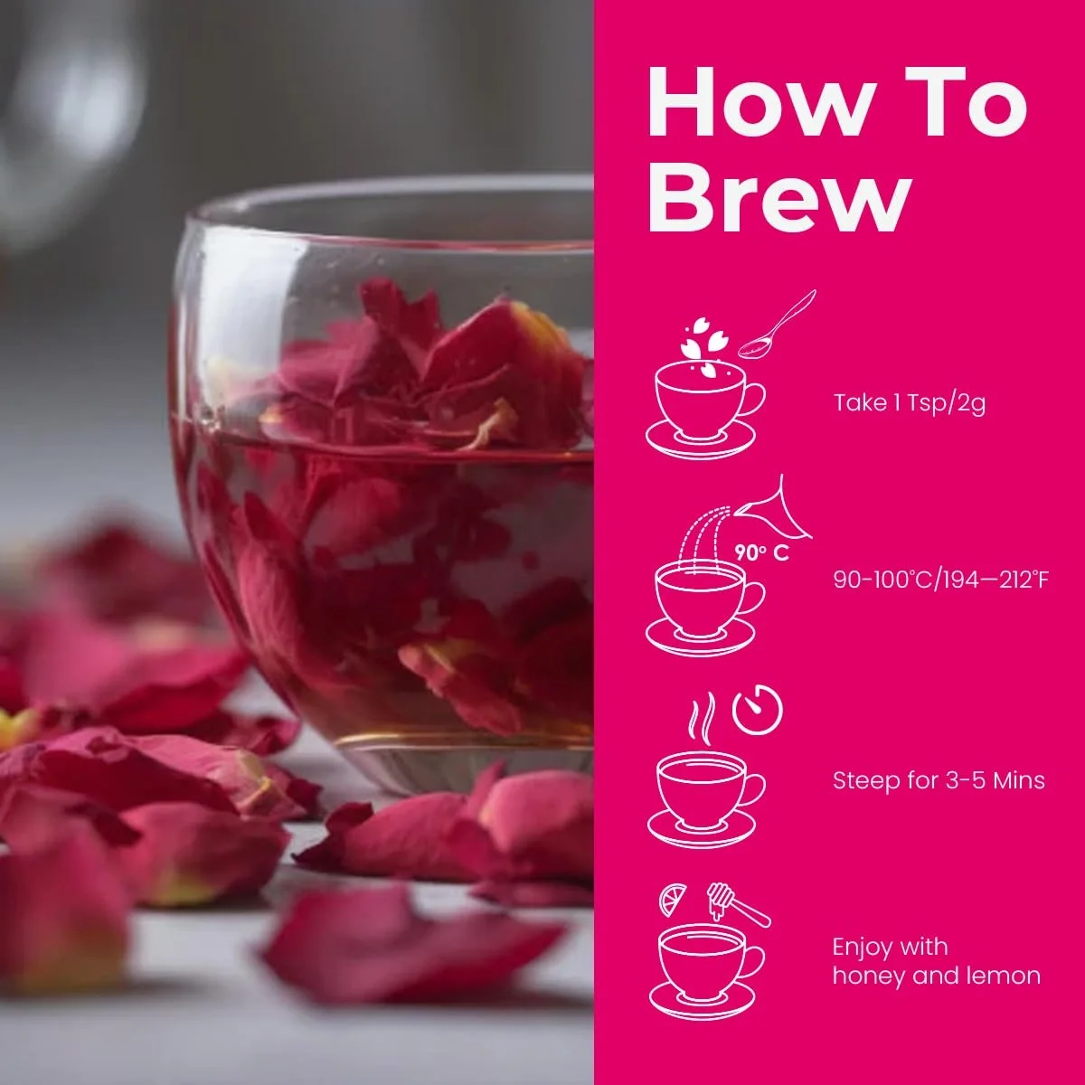 Blue Tea – Rose Tea | Super Antioxidant Herbal Tea (25g, 25 Cups) image 2