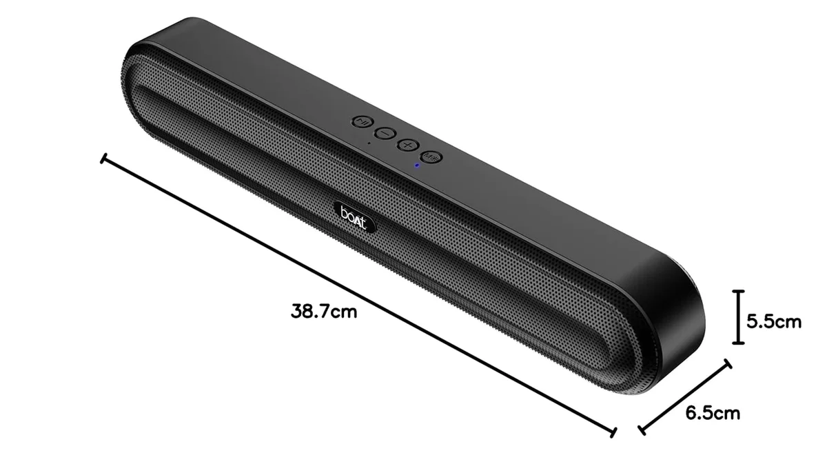 Boat Aavante Bar 490 10W Signature Sound, Dual Full-Range Drivers,7 HRS Battery, Built-in Mic,2.0 CH, TWS Feature,Multi Connect, Bluetooth Sound Bar, Soundbar Speaker (Classic Black) image 9