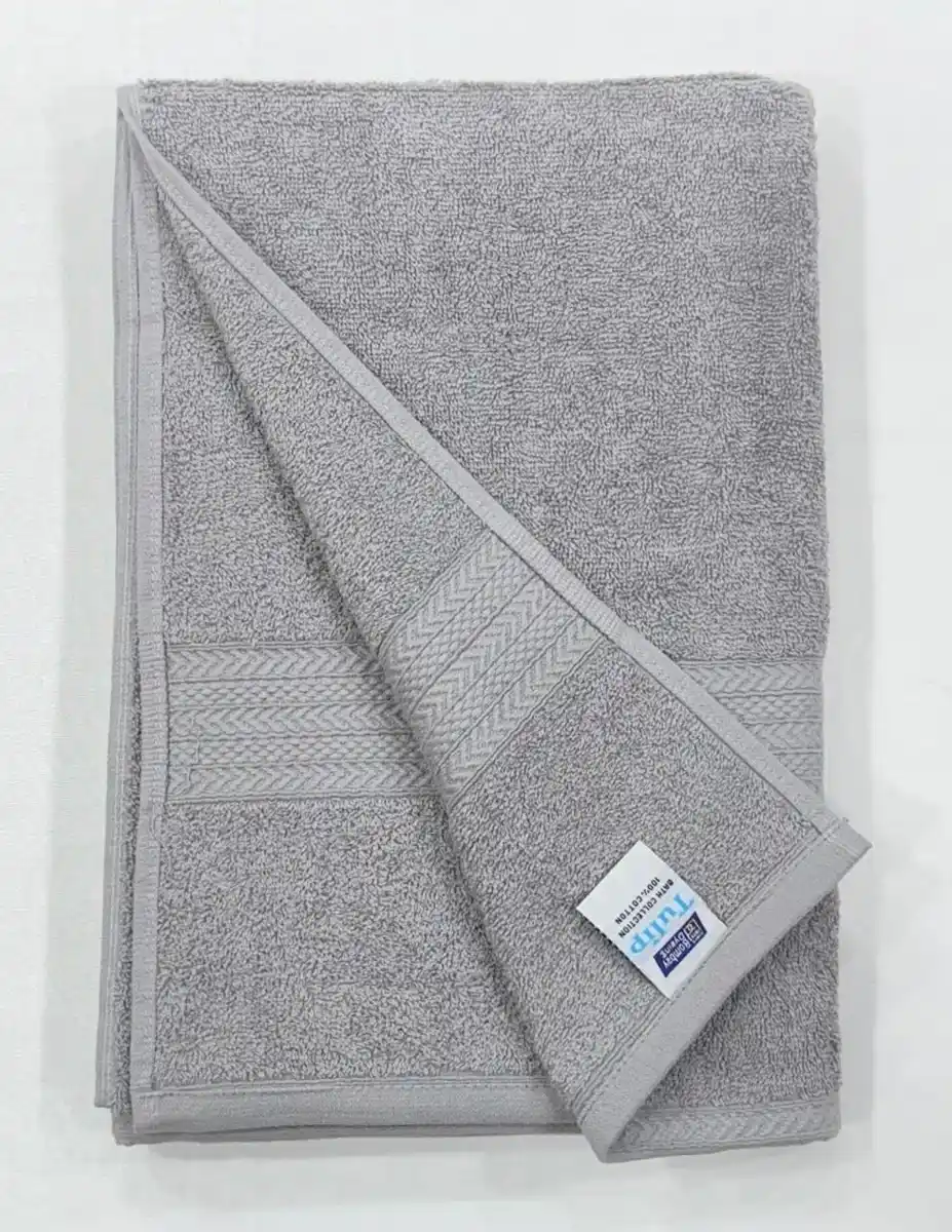 Bombay Dyeing Tulip 450 GSM Cotton Bath Towel Large Size (Silver) image 2