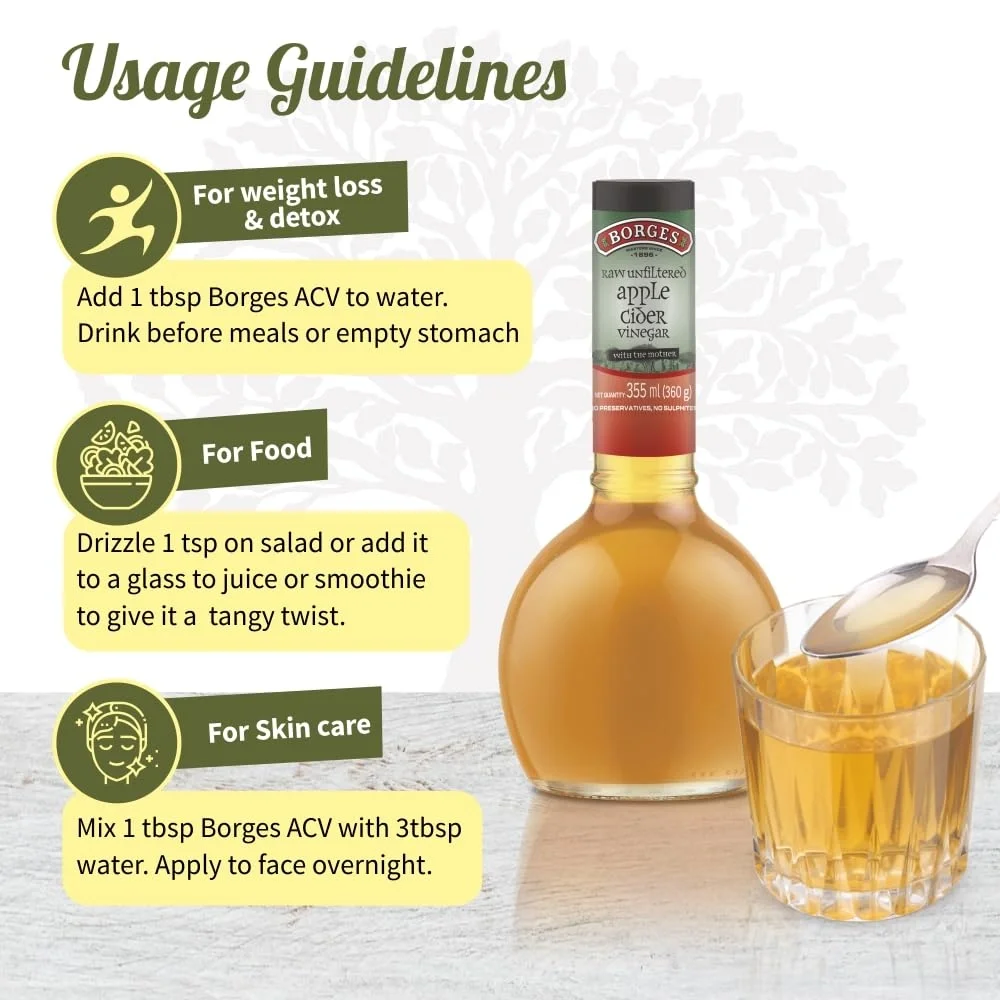 Borges Unfiltered Organic Apple Cider Vinegar with Mother, 355ml image 4