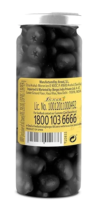  Borges Black Pitted Olives 430g | Select Quality Hojiblanca Olives | Suitable for Snacking, Salads | Imported from Spain image 4