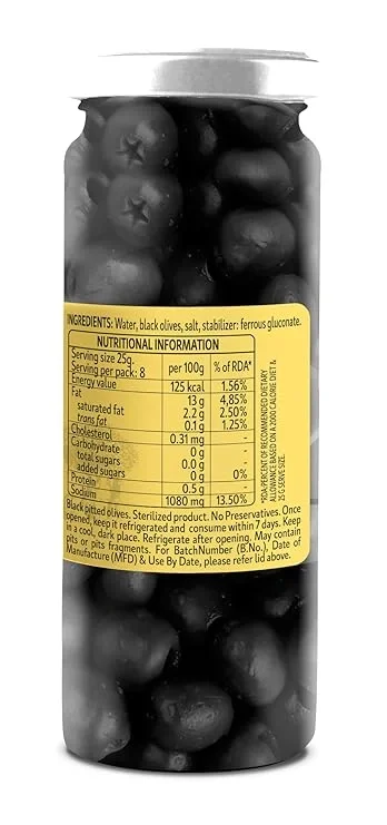  Borges Black Pitted Olives 430g | Select Quality Hojiblanca Olives | Suitable for Snacking, Salads | Imported from Spain image 2