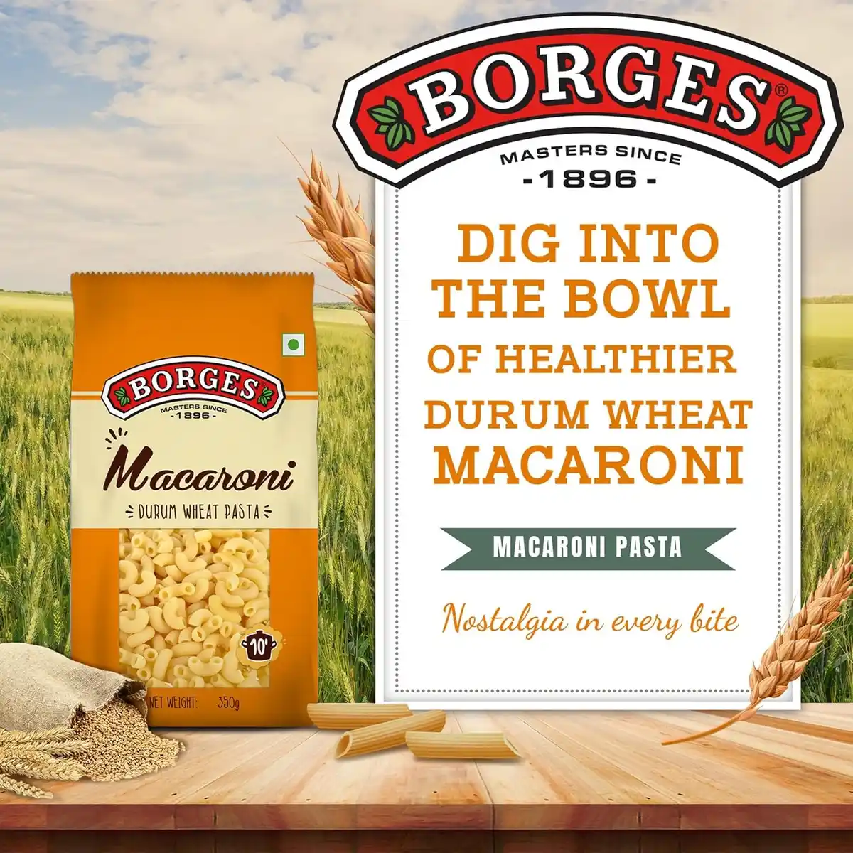 Borges Macaroni Pasta – 350 g | 100% Durum Wheat | High Protein | Maida Free image 3