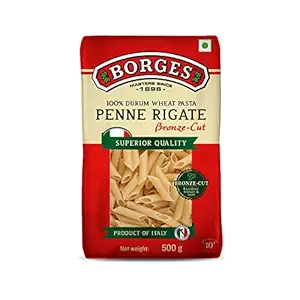 Borges Penne Pasta, 500 gm, made with 100% Durum Wheat and imported from Italy. High in protein and no preservatives.