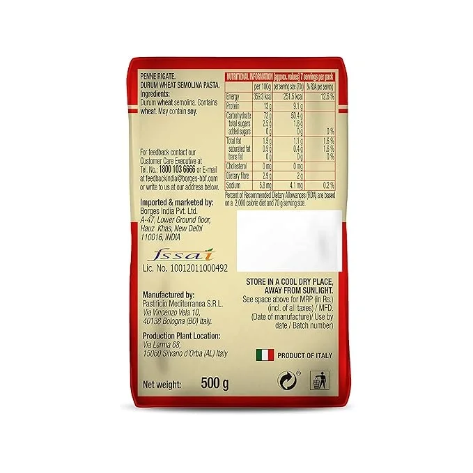 Borges Premium Penne Pasta 500g | High Protein Durum Wheat Pasta image 2