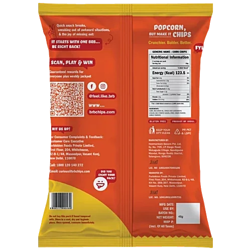  BRB Corn Popped Chips - Red Chilli Chataka Flavours, Spicy Hot | Not Fried, Not Baked | 48g image 2