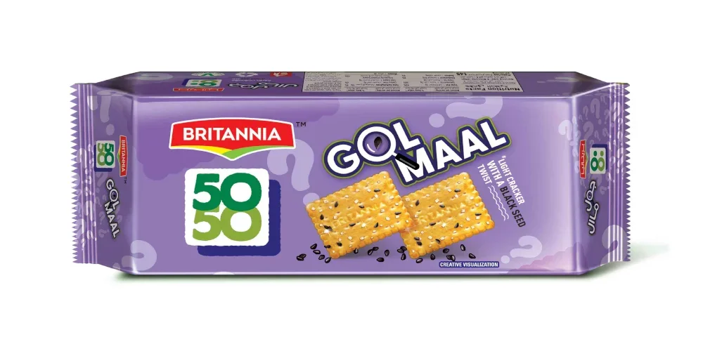 Britannia 50-50 Golmaal Light Crackers with Kaala Jeera Biscuits, 185g