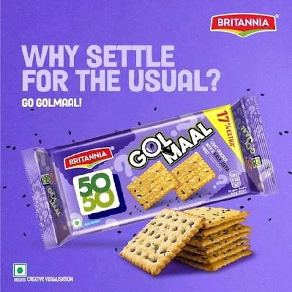 Britannia 50-50 Golmaal Light Crackers with Kaala Jeera – 185g | Crunchy & Tasty image 3