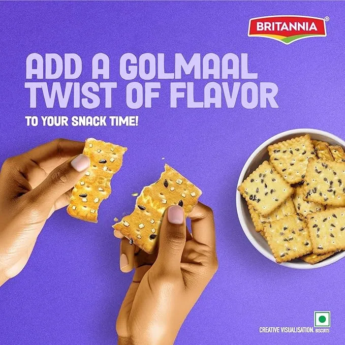 Britannia 50-50 Golmaal Light Crackers with Kaala Jeera – 185g | Crunchy & Tasty image 4