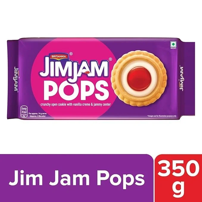  Britannia JimJam Pops - Crunchy Open Cookie with Vanilla crème and Jammy Center| 350 gm | A New Way to savour crème bisuits image 4