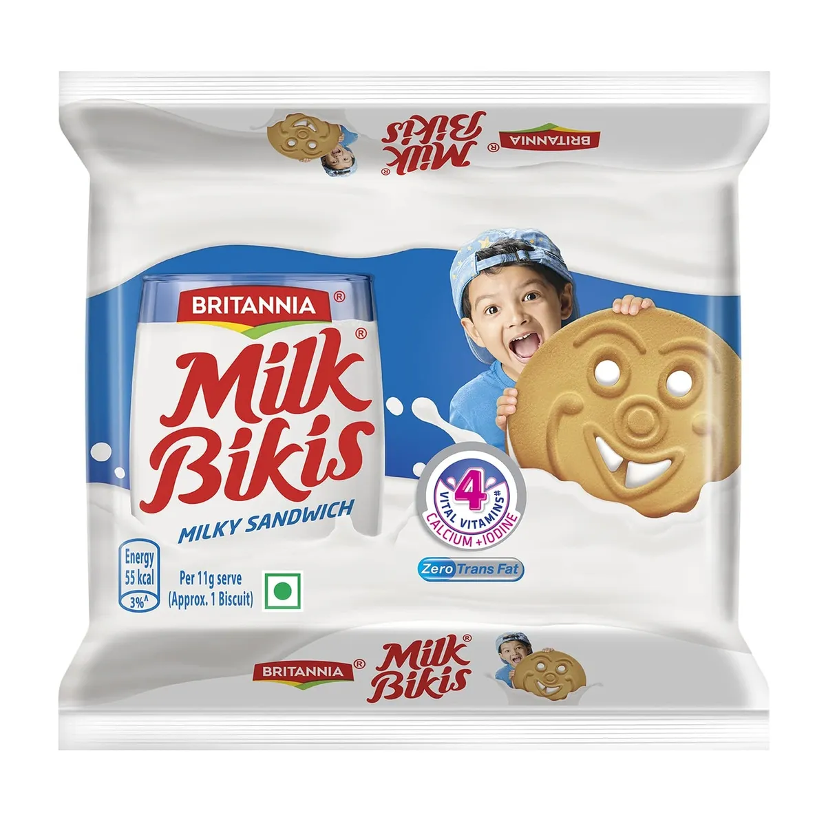 Britannia Milk Bikis Milky Sandwich Cream Biscuits
