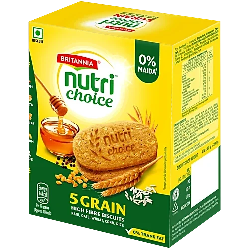  Britannia Nutri Choice 5 Grain Digestive High Fibre Biscuits, 200 g image 2