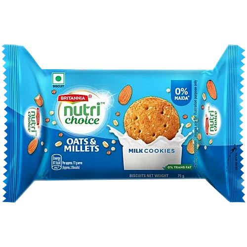 Britannia Nutri Choice Oats Milk & Almond Biscuits, 75g
