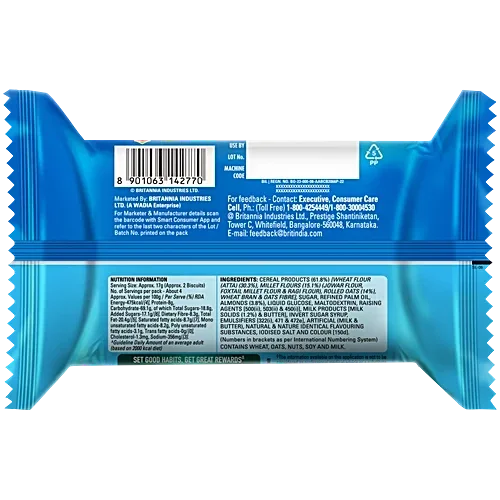 Healthy Oats & Almond Biscuits by Britannia NutriChoice, 75 g Pack image 2