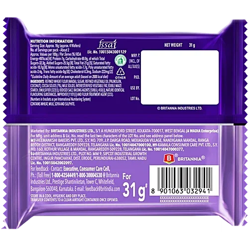  Britannia Treat Creme Wafers Double Choco, 31 g image 2