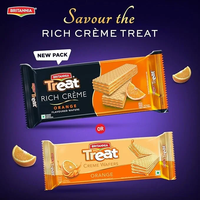  Britannia Treat Crème Wafers - Orange Flavoured Wafer Biscuit | 55 gm ( 50% oFF) image 3