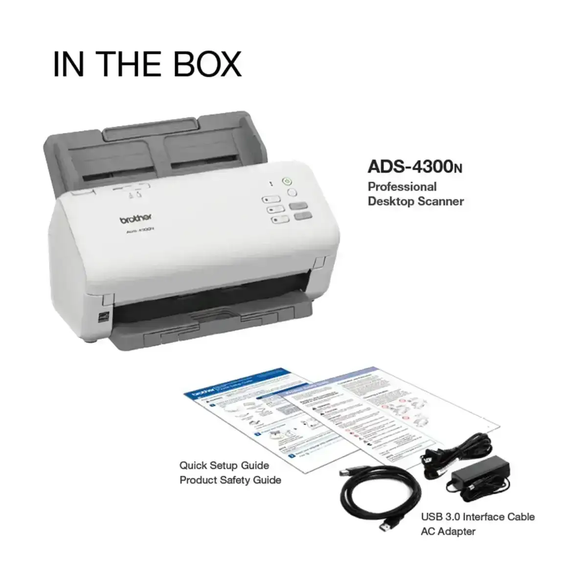 Brother ADS-4300N Desktop Document Scanner | 40 PPM | 512 MB | USB 3.0, Ethernet | ADF Scanning | Automatic Colour Scanning | A4 Scanner | 1 Year Warranty image 3