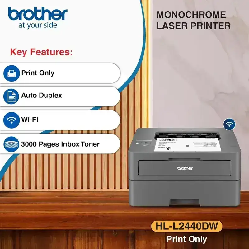 Brother DCP-L2440DW A4 Single Function Laserjet Printer | 30 PPM | 64 MB | USB 2.0, Ethernet, Wireless or Wi-Fi | Automatic Duplex | 1 Year Warrany image 3