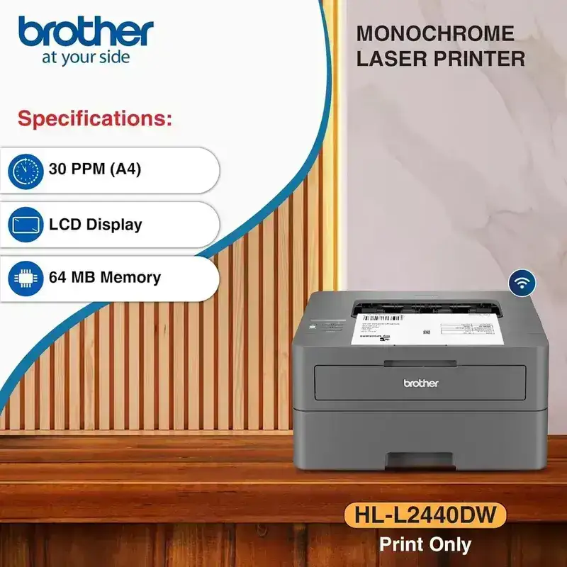 Brother DCP-L2440DW A4 Single Function Laserjet Printer | 30 PPM | 64 MB | USB 2.0, Ethernet, Wireless or Wi-Fi | Automatic Duplex | 1 Year Warrany image 4