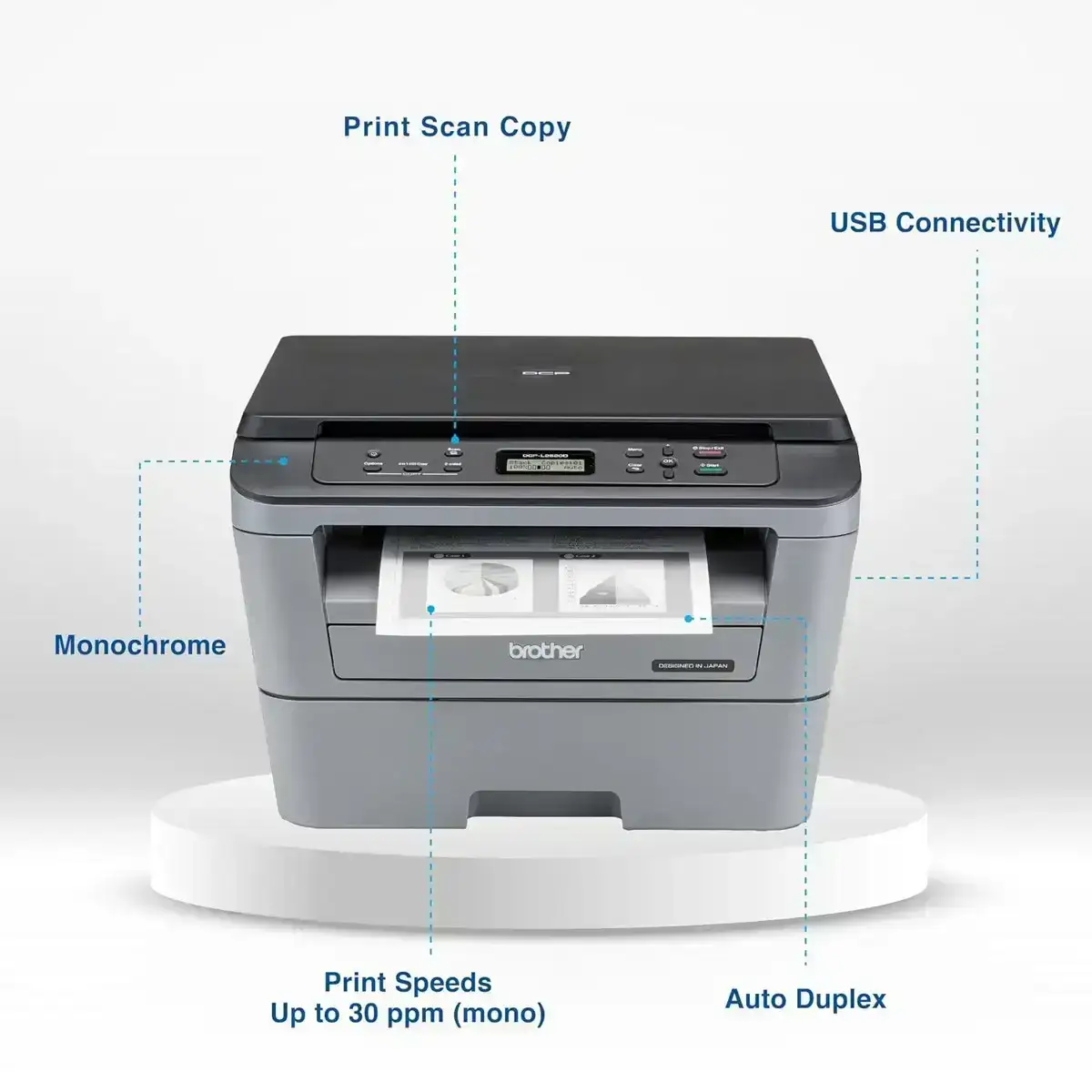 Brother DCP-L2520D multifunction Printer | 30 PPM | 32 MB | USB 2.0 | Print, Copy, Scan | Automatic Duplex | A4 Laser Multifunction Printer | 1 Year Warrany image 2