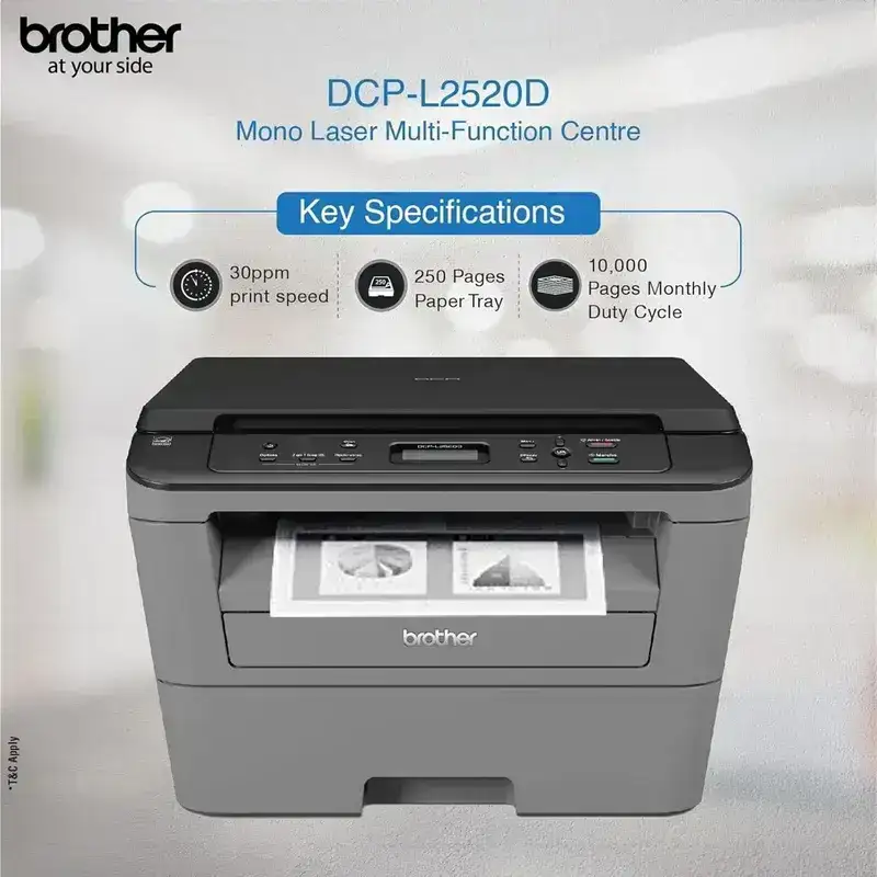 Brother DCP-L2520D multifunction Printer | 30 PPM | 32 MB | USB 2.0 | Print, Copy, Scan | Automatic Duplex | A4 Laser Multifunction Printer | 1 Year Warrany image 3