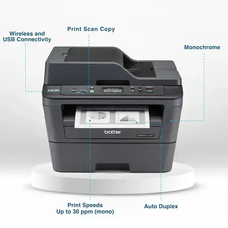 Brother DCP-L2541DW | 30 PPM | 32 MB | USB 2.0, Ethernet, Wireless or Wi-Fi | Print, Copy, Sacan, ADF | Automatic Duplex | A4 Printer | 1 Year Warranty image 2