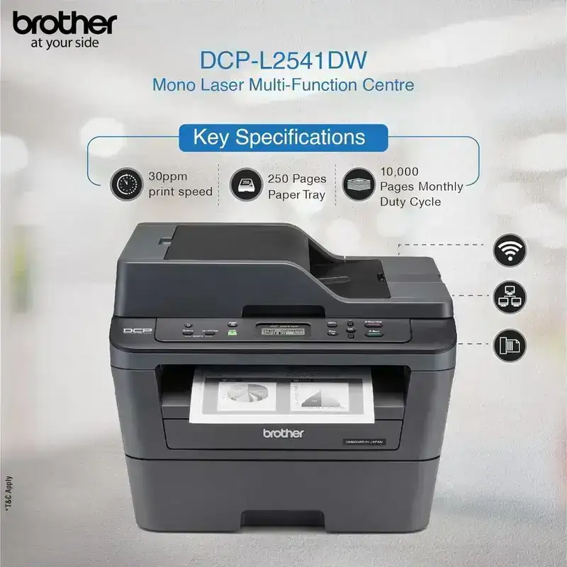 Brother DCP-L2541DW | 30 PPM | 32 MB | USB 2.0, Ethernet, Wireless or Wi-Fi | Print, Copy, Sacan, ADF | Automatic Duplex | A4 Printer | 1 Year Warranty image 4