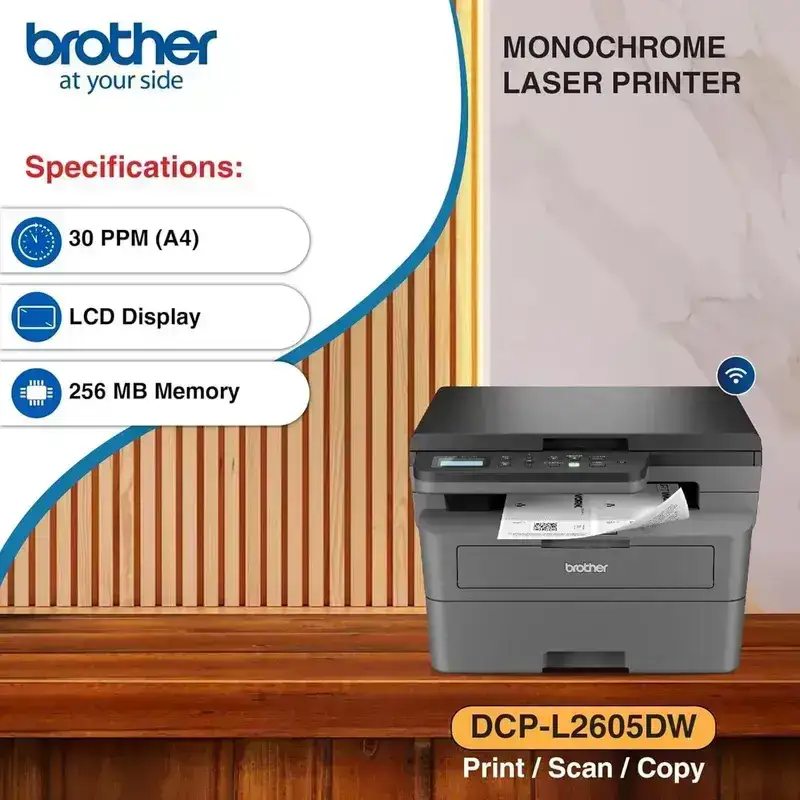 Brother DCP-L2605DW Multifunction Printer | 30 PPM | 256 MB | USB 2.0, Ethernet, Wireless or Wi-Fi | Print, Copy, Scan | Automatic Duplex | A4 multifunction Printer | 1 Year Warranty image 4