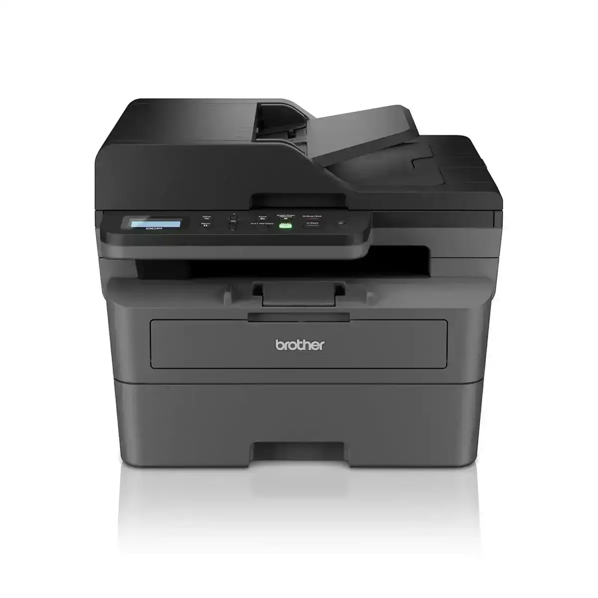 Brother DCP-L2640DW A4 laser printer with duplex printing, ADF, wireless connectivity, and print, scan, and copy functions.