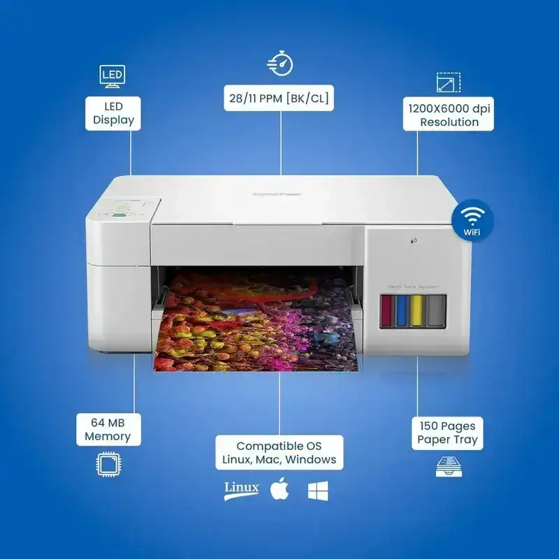 Brother DCP-T426W Inkjet A4 Color Multifunction Printer | 8 PPM (Black)/ 5 PPM (Colour) | 64 MB | Print, Scan, Copy | USB 2.0, Wiresless or Wi-Fi | Free Installation | 1 Year Warranty image 3