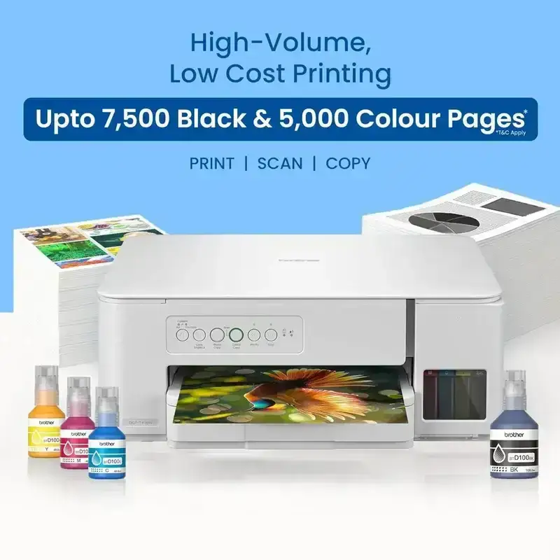 Brother DCP-T436W A4 Inkjet Multifunction Printer | 26 PPM (Black)/ 11 PPM (Colour) | 128 MB | Print, Scan, Copy | USB 2.0, Wireless or WiFi |Free Installation | 1 Year Warranty image 2