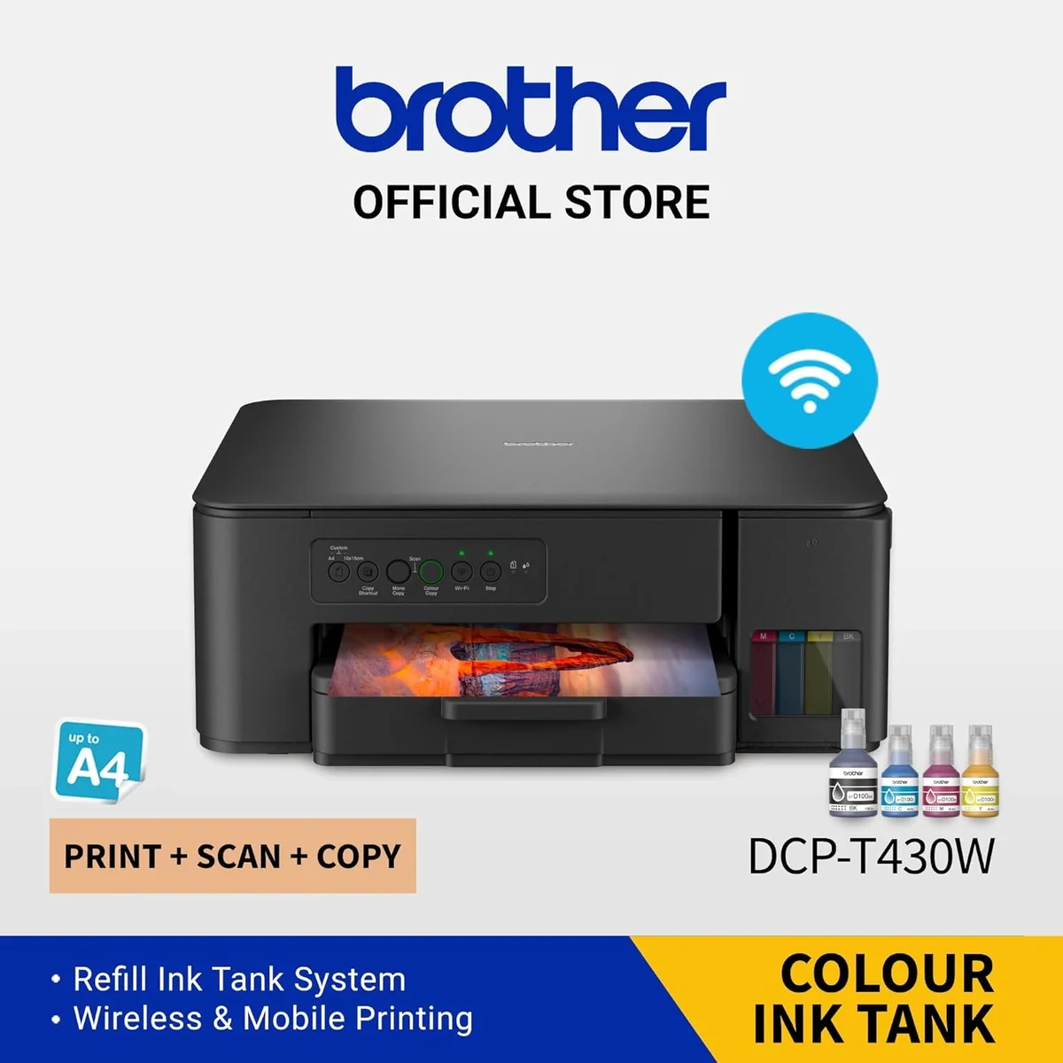 Brother DCP-T430W A4 Inkjet Multifunction Printer | 26 PPM Black, 11 PPM Colour | Wi-Fi, Free Installation image 2