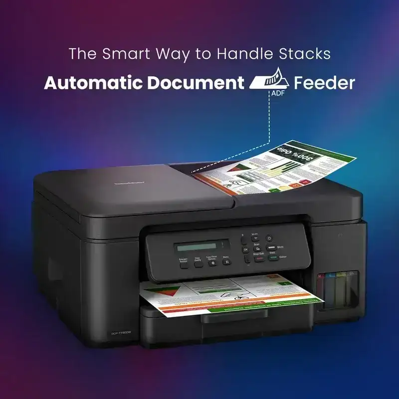 Brother DCP-T730DW A4 Color Multifunction Printer | 6 ipm (Black)/ 15.5 ipm (Colour) | USB 2.0, Wireless or Wi-Fi |  Automatic Duplex | Print, Copy, Scan, ADF | Free Installation | 1 Year warranty image 5