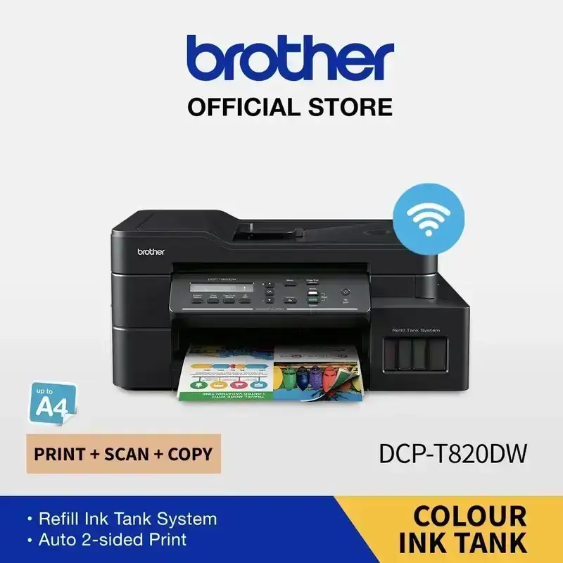Brother DCP-T820DW A4 Multifunction Colour Inkjet Printer | 8 PPM (Black)/ 8 PPM (Colour) | 128 MB | Print, Copy, Scan, ADF | USB 2.0, Ethernet, Wireless or Wi-Fi | Automatic Duplex | Free Installation | 1 Year Warranty image 2
