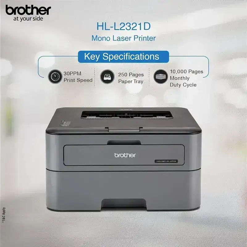 Brother HL-L2321D Single Function Laserjet Printer | 30 PPM | 8 MB | USB 2.0 | Automatic Duplex | A4 Single Function Printer | 1 Year Warranty  image 3