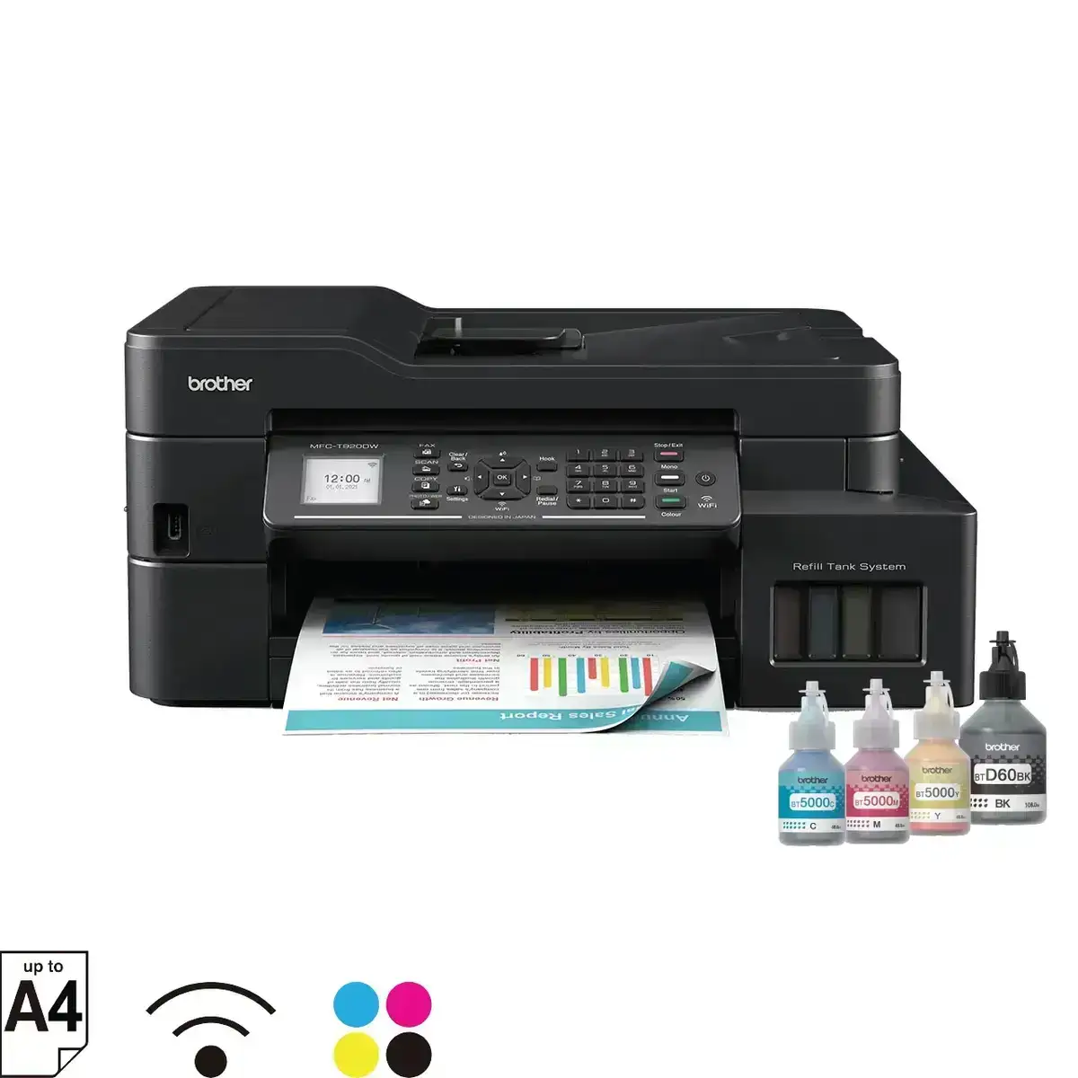 Brother MFC-T920DW colour inkjet printer with duplex printing, ADF, and wireless connectivity for home or office use.