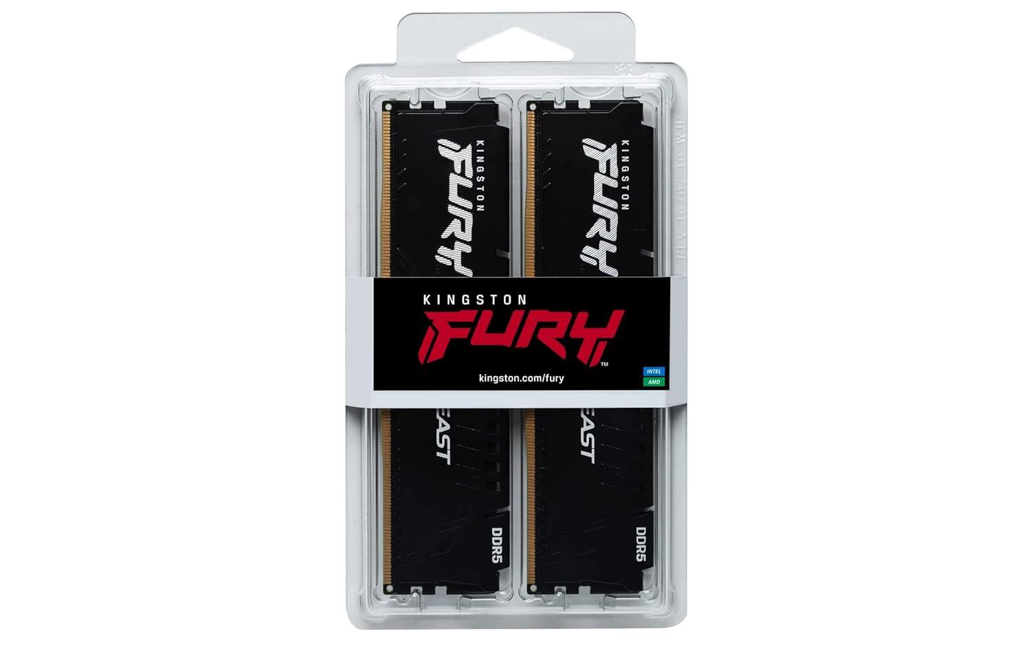 Kingston Fury Beast 32GB (2x16GB) 6000MHz DDR5 RAM, CL40 DIMM Desktop Memory, With Heatsink, KF560C40BBK2-32, Black, 10 Year Warranty image 5