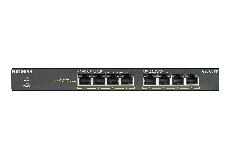 NETGEAR GS308PP 8-Port Gigabit Unmanaged PoE+ Switch | 83W PoE Budget Ethernet Switch
