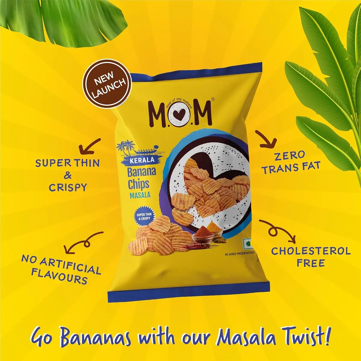  MOM - Meal of the Moment, Masala Banana Chips, Super Thin & Crispy | No Artifical Flavours | Zero Trans Fat, 75g image 5