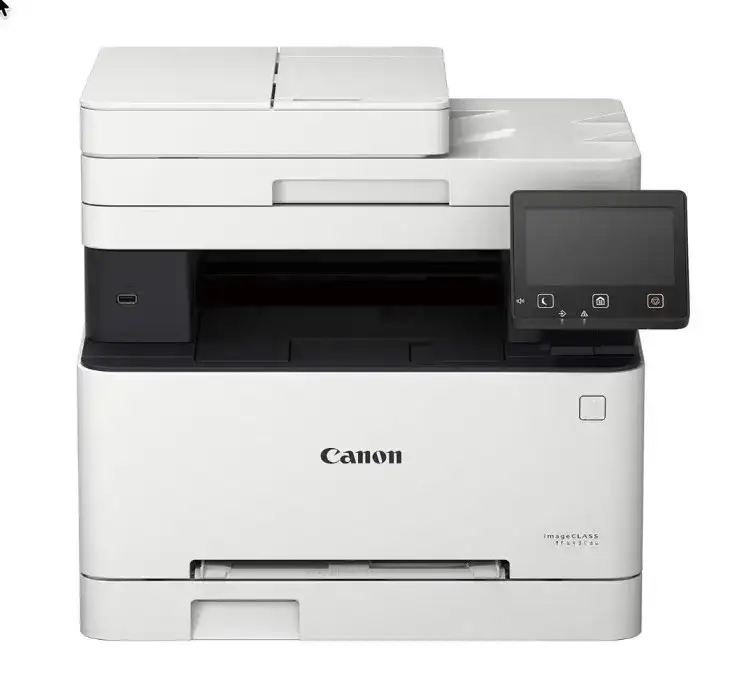 Canon imageCLASS MF643CDW colour laser printer. Prints, scans, copies, ADF, USB, Ethernet, WiFi. A4, 21 PPM, 1-year warranty.