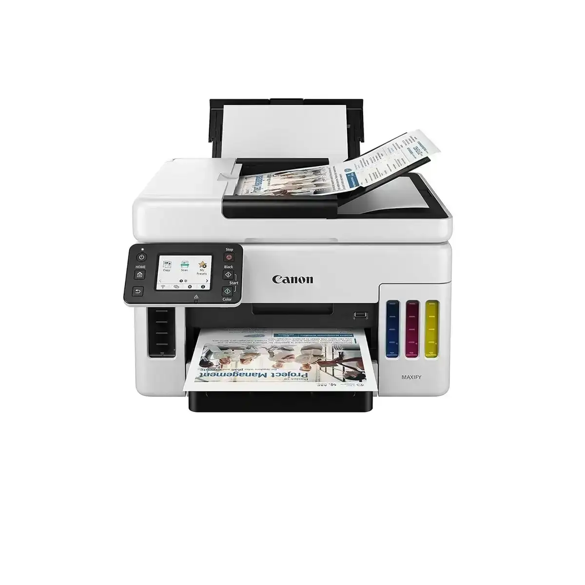 Canon MAXIFY MegaTank GX6070 A4 Ink Tank Colour Multifunction Printer | 24.0 ipm (Black/mono) and 15.5 ipm (Color) | USB 2.0 | Print | Scan | Copy | ADF | 1 Year Warranty image 2