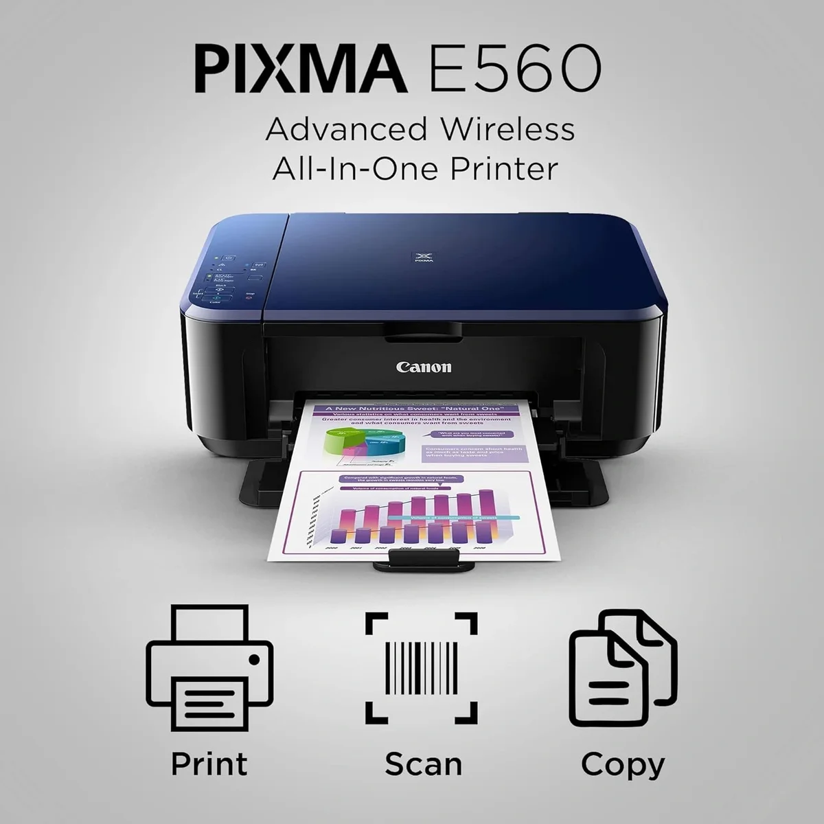 Canon PIXMA E560 All in One, Print, Scan, Copy, WiFi Ink Efficient Colour Printer with Auto Duplex Printing for Home image 3