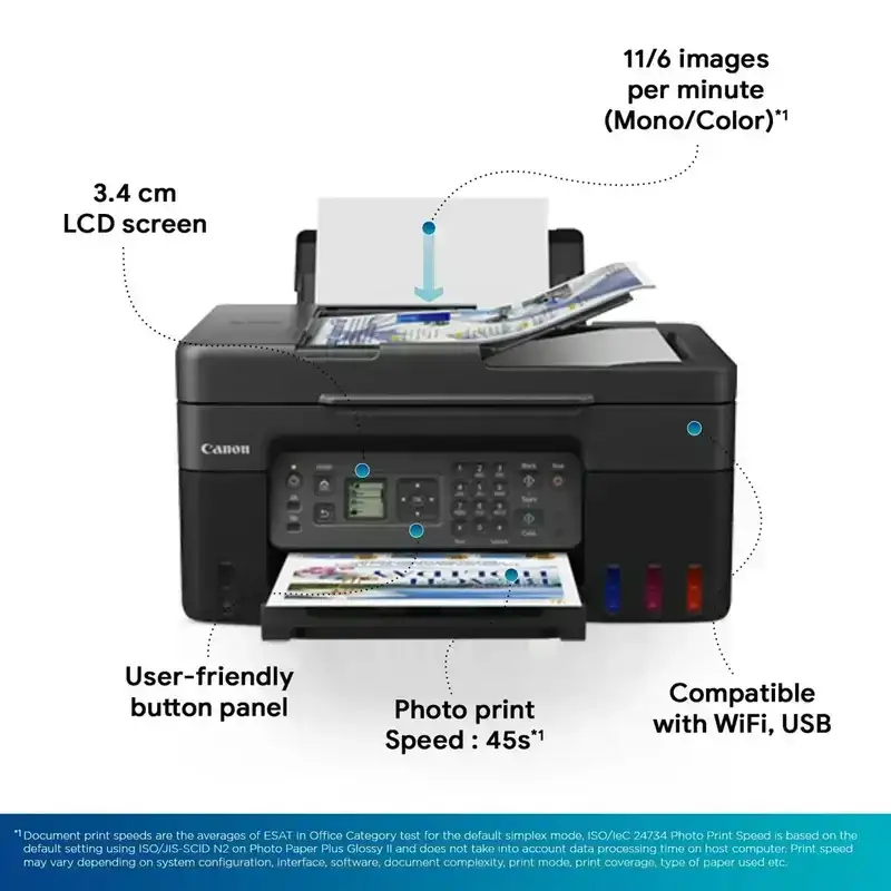 Canon PIXMA MegaTank G4770 A4 Colour Multifunction Printer | 11 IPM (Black) / 6 IPM (Colour) | USB 2.0, Wireless or Wi-Fi | Print, Scan, Copy, ADF and Fax | 1 Year Warranty image 7